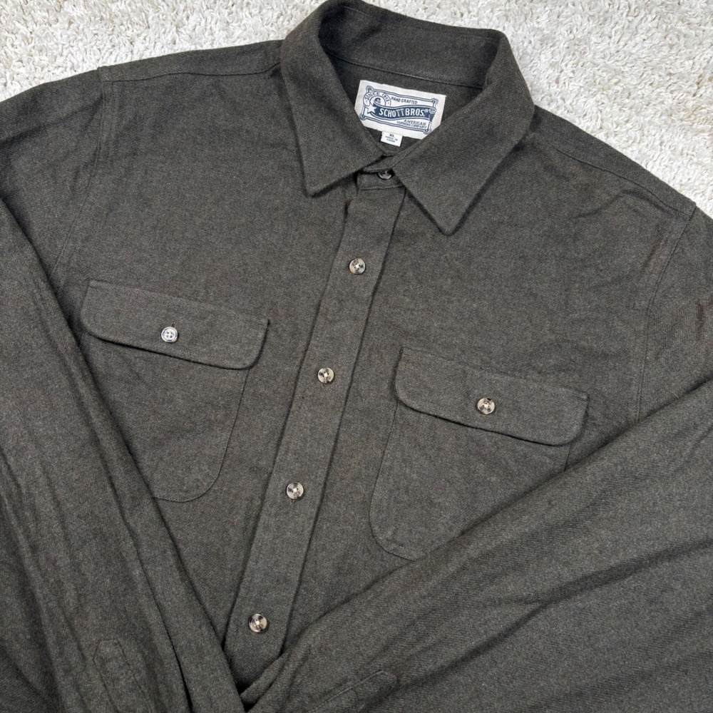 Schott NYC Flannel Shirt Mens XL Green Cotton Workwear SH2230